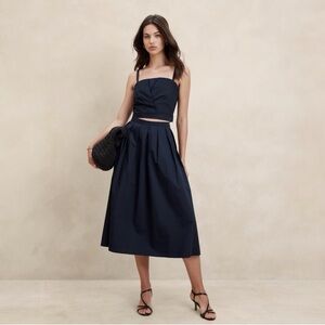 NWT! Banana Republic Navy Poplin Midi Skirt